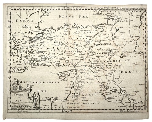 Antica mappa incisa rame - mappa, in