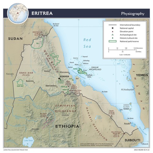 Eritrea geografia fisica mappa - eritrea,