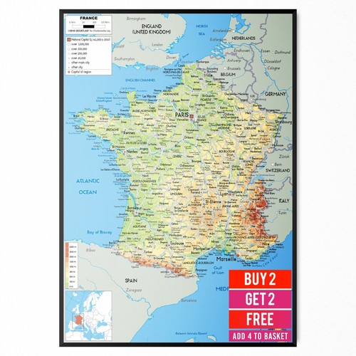 Mappa francia poster - mappa, di