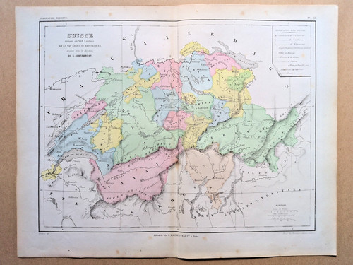 Antica mappa della svizzera - mappa,