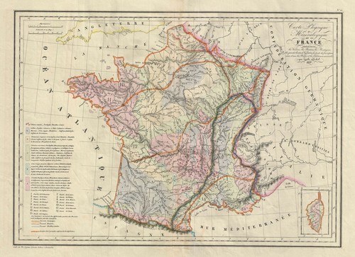 1833 malte brun mappa fisica - fisica, e