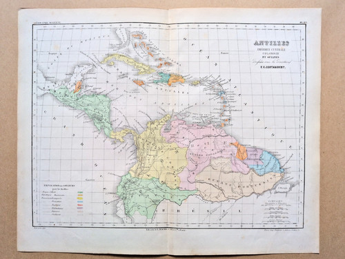 1852 antica mappa lingua - antica, in