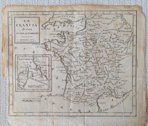 1807 antica mappa della - antica,