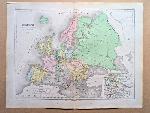 Antica mappa dell europa - mappa, in