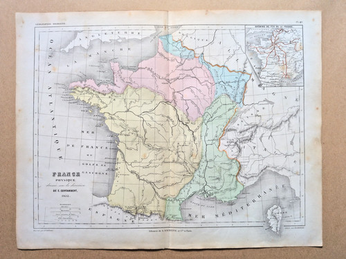 Antica mappa della francia - mappa,