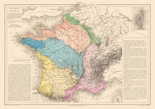Mappa storica francia - -, fisica