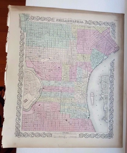 Mappa colorata 1856 molto - mappa,