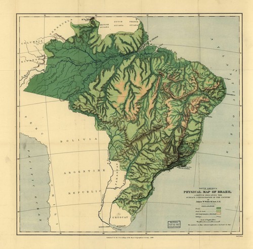 Mappa fisica del brasile x - del,