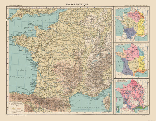 Mappa storica francia fisica - storica,